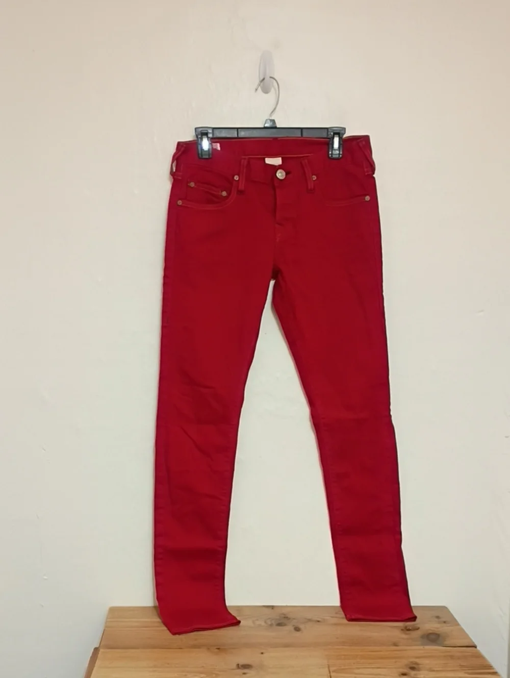 True Religion Rocco Red Denim Slim Straight Jeans Size 29 Inseam 34